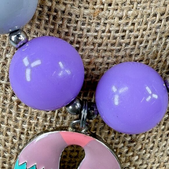 Trolls Pendant Chunky Beaded Necklace Multicolor Pastels Adjustable Women Girls - Picture 12 of 16